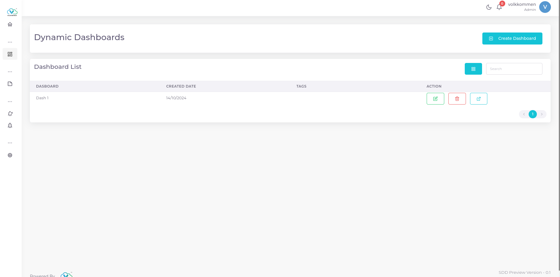 Create Dashboard | V-VAC IoT Platform Documentation